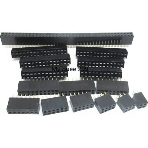 2x2/3/4/5/6/7/8/9/10/11/12/13/14/15/16/17/18/20/25/40Pin Pitch 2.54mm Double Row Stright Female Pin Header Strip PCB Connector