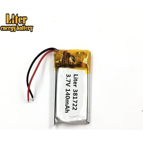 3.7V,140mAH,381722 PLIB; polymer lithium ion / Li-ion battery for GPS,mp3,mp4,mp5,dvd