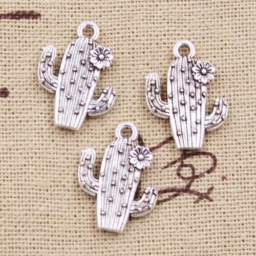6pcs Charms desert cactus flower 20*15mm Antique Silver Plated Pendants Making DIY Handmade Tibetan Silver Finding Jewelry