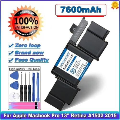 LOSONCOER 7600mAh Laptop Battery A1582 For Apple Macbook Pro 13'' A1502 Battery 2015 Retina