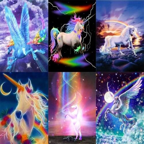 SHAYI DIY 5D Diamond Painting Rainbow Unicorn Scenery Full Square/Round Drill Mosaic Embroidery Cross Stitch Home Decor Picture