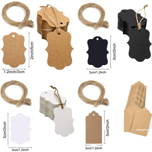 100pcs Kraft Paper Tag With Rope Round Blank Label Retro Gift Package Tag Wedding Party Supplies Baking Bag Decor