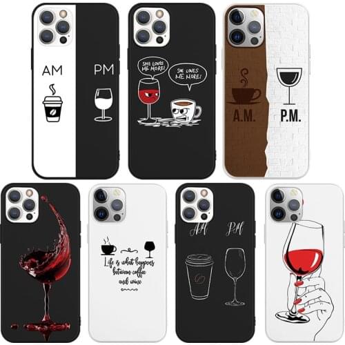 Fundas Coffee Wine Cup Cases For iPhone 12 Pro Max Mini Cases For iPhone 11 Pro XS MAX X XR SE 2020 7 8 6 6S 5 5S SE Plus Cover
