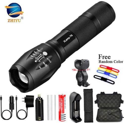ZHIYU Ultra Bright LED Flashlight T6 L2 V6 Camping Outdoor Lights 5 Modes Zoomable Waterproof Bicycle Light 18650 Battery Lamps