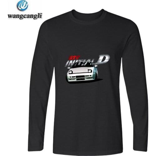 INITIAL D print t-shirt men/women long sleeve o neck cotton tshirt t shirt spring autumn fashion oversize t shirts tops xxxxl