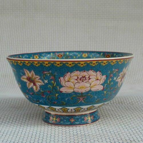 Chinese old porcelain Pastel glaze Peony Map Chinese food bowl