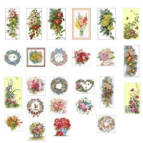 Flowers news 1 style color aida new 100% cotton threads Cross stitch sets styles Lovely Counted Cross Stitch Kit
