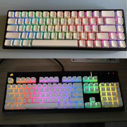 RGB 143 Keycaps ANSI Layout PBT Pudding Double Skin Milk Shot Backlit Keycap For Keychron K6 GH60 GK64 Corsair K70 K65