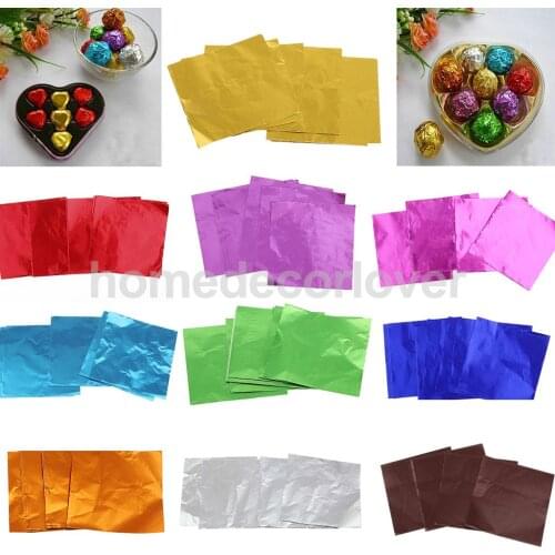 500pcs Multicolor Square Aluminum Foil Wrappers DIY Package for Sweets Candy Chocolate Lolly Confectionary 8x8cm