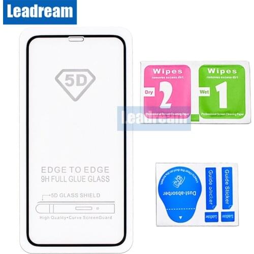 Leadream 500pcs For iPhone 11 Pro MAX 5D Tempered Glass for iPhone Xs Max Xr X 7 8 6 6S Plus 5D 9H Screen Protectors
