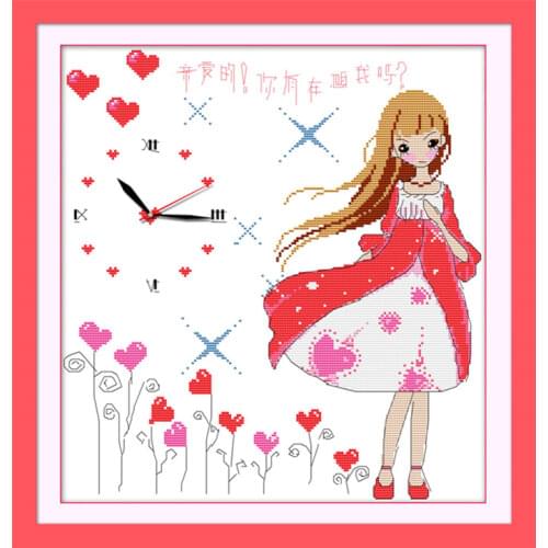 Missing cross stitch kit 14ct 11ct count print canvas wall clock stitching embroidery DIY handmade needlework