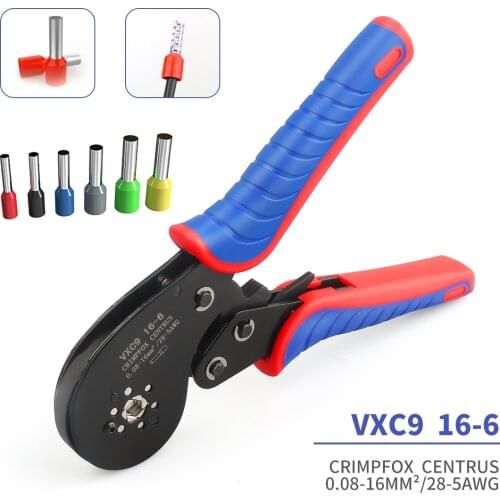 WOZOBUY Ferrule Crimping Tool Kit,VXC9 16-6 0.08 -16mm2 28 - 5AWG Hexagon Crimping Pliers Of High Carbon Steel Jaw with Terminal