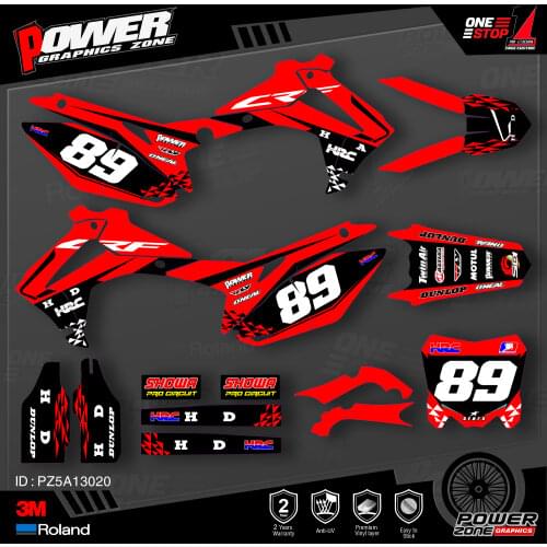 PowerZone Custom Team Graphics Backgrounds Decals 3M Stickers Kit For HONDA 2014-2017 CRF250R 2013-2016 CRF450R 020