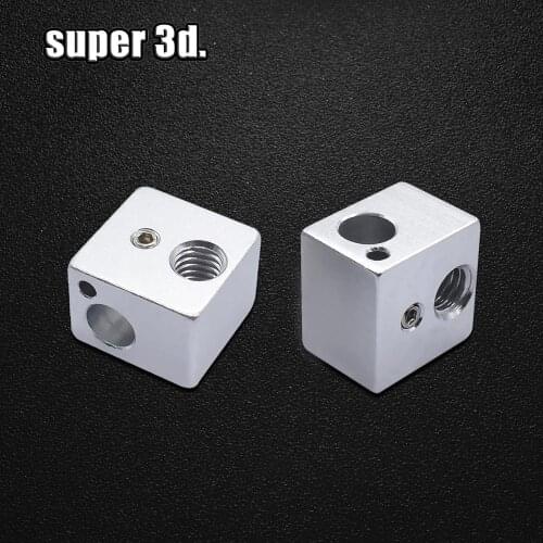 2pcs heating block V5 Heated Aluminum Block 16 * 16 * 12MM for 3D printer Extruder j-head hotend kossel and prusa i3