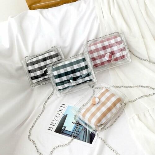 New 2019 Women Transparent PVC Clear Chain Jelly Bag Tote Handbag Messenger Shoulder Bag