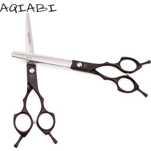 Pet Grooming Scissors 6.5" 7.0" AQIABI 440C Black Straight Scissors Thinning Shears Professional Pet Scissors Dog Scissors A9029