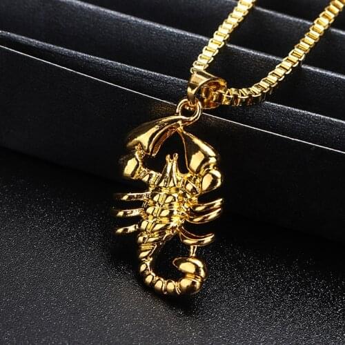 Hip Hop Unisex Scorpion Pendant Necklace Punk Gold Scorpio Long Chain Jewelry Fashion Rock Party Gifts For Men Women Daily Wear