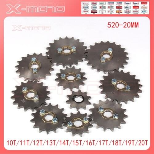 10T 11T 12T 13T 14T 14T 15T 16T 17T 18T 19T 20T Teeth 20mm Front Sprocket For 520 Chain Loncin Lifan Engine Pit Bike ATV xz250r