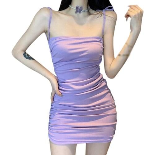DAXIN Sexy Summer Sling Mini Dress Women Solid Bandage Bodycon Backless Club Party Korean Vestidos Femme vestido de mujer