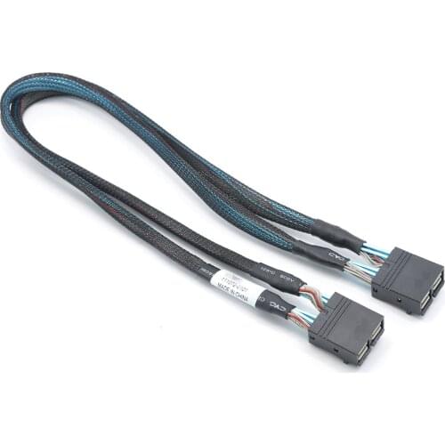 Used 50 cm Molex double row MINI SAS HD SFF-8643 TO Mini SAS HD SFF-8643 double parallel stacking TO 2*8643 straight 111072-0101