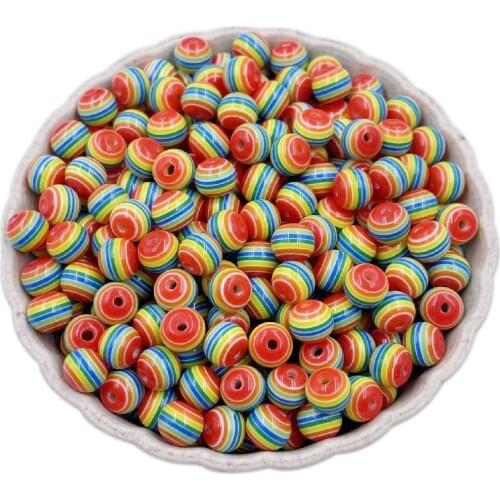 6mm Striped Rainbow Transparent Beads For DIY Jewelry Making Pendant Necklace Bracelet Candy Color