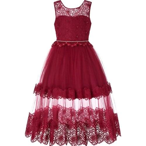 Christmas dress for Girls Summer Princess Lace beading Wedding Party Dress Robe Fille Kids Costume Girls Princess Party costume