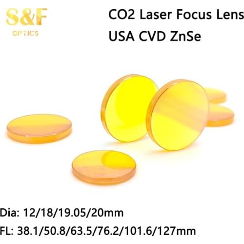 USA CVD ZnSe CO2 Laser Focus Lens Dia.18 19.05 20mm FL 38.1 50.8 63.5 76.2 101.6 127mm