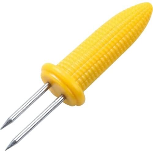 Creative Corn Cob Holders BBQ Grill Forks Party Food Skewers Hot Dog Meat Kitchen Tool Outdoor Barbecue Accessory Wholesalse