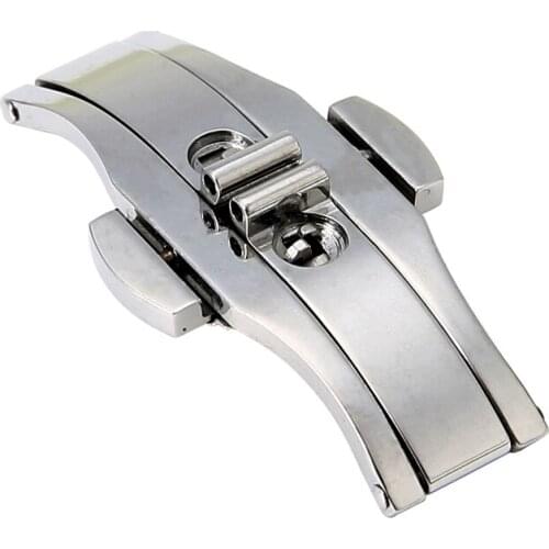 18mm 21mm 23mm Stainless Steel Double Click Butterfly Buckle Watch Automatic Push Button Fold Deployment Clasp Strap Buckle