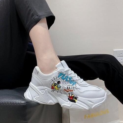 New Style Women Casual Sneakers Lace Up Print Muffin Bottom Flat Shoes Female Outdoor Comfortable Simple Flat Footwear All-Match