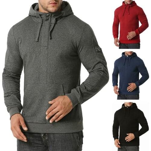 Winter warm knit mens hooded sweater mens loose jacket pullover thread stitching hoodie jacket
