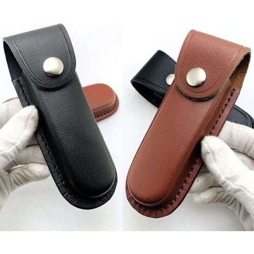 1Pcs Folding Pocket Knife Holster Pouch Bag Leather Scabbard Outdoor Carry Portable Fixed Blade Pocket Hunting Style