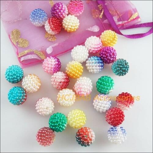 40 New Waxberry Ball Charms Acrylic Round Spacer Beads Gradients Mixed 12mm