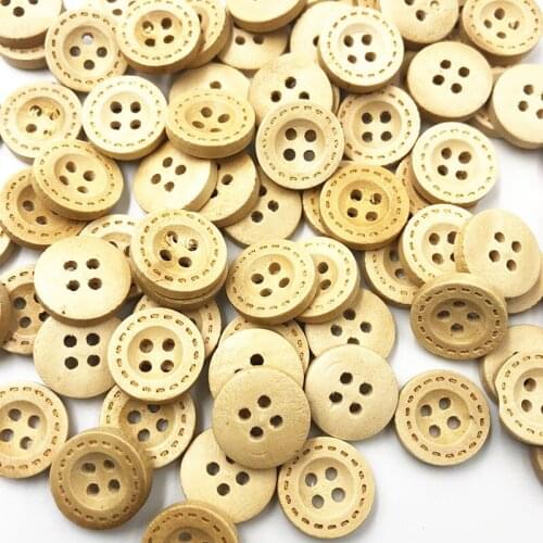 50Pcs 4 Holes Wooden Buttons for Clothing Handmade Scrapbooking Wedding Dress Buttons 15 mm WB792