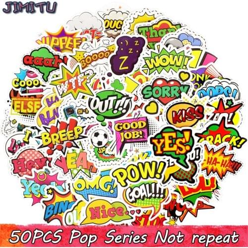 50 PCS Pop Style Text Sticker Toys for Children Creative Buzzword LOL Stickers Gadgets Gift to DIY Scrapbook Laptop Suitcase
