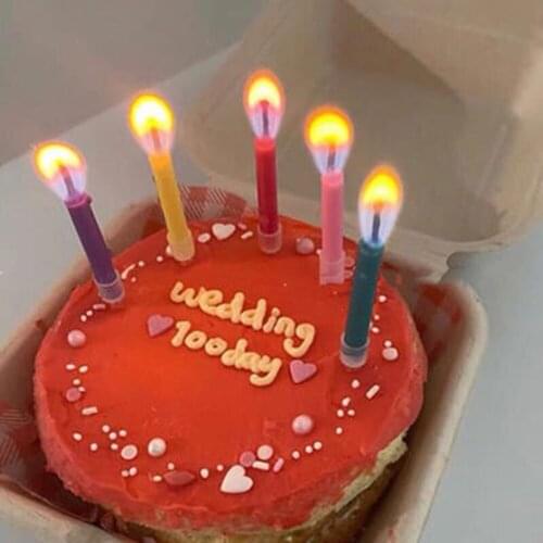 6pcss/set Birthday Party Supplies Wedding Cake Candles Safe Flames Dessert Decoration Colorful Flame Multicolor Candle