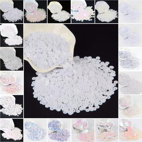 White Sequin 3mm-30mm Pvc Cup Flat Round Loose Sequins Paillette Sewing Wedding Craft Women DIY Accessory Lentejuelas Para Coser