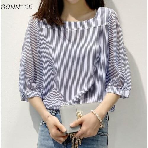 Blouses Women Fashion Solid Backless Summer Simple Camisa De Gasa All-match Work-Wear Classic Female Ins Harajuku Streetwear BF