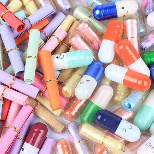50pcs Love Pills Gift Rolls Pills Lucky Wishing Bottle Capsule Love Letterhead Stationery Paper Envelopes Random Free shipping