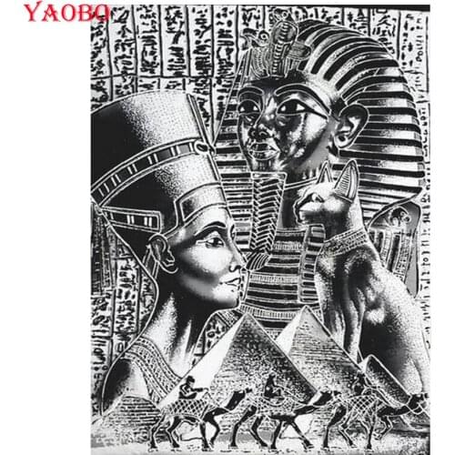 Black and white photo,5d diy diamond painting Egyptian Pharaoh diamond mosaic Cross Stitch,3D Full square round rhinestones