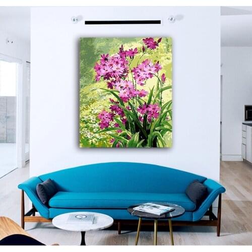 DIY colorings pictures by numbers with flowesr picture drawing Relief painting by numbers framed Home