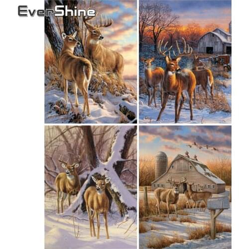 EverShine 5D DIY Diamond Embroidery Deer Cross Stitch Diamond Painting Animal Mosaic Picture Rhinestones Handmade Art Wall Decor