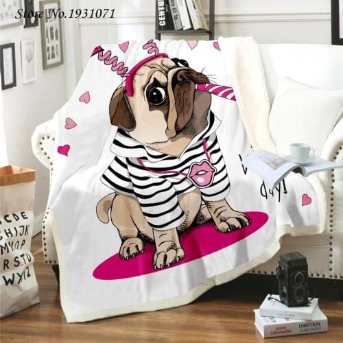 Cartoon Sand Dog 3D Printed Fleece Blanket for Beds Thick Quilt Fashion Bedspread Sherpa Throw Blanket Adults Kids 07