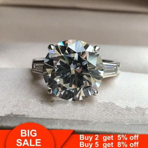 Solitaire Promise ring Real 925 Sterling silver 12mm AAAAA Sona cz Engagement Wedding Rings for women Men Statement Jewelry Gift