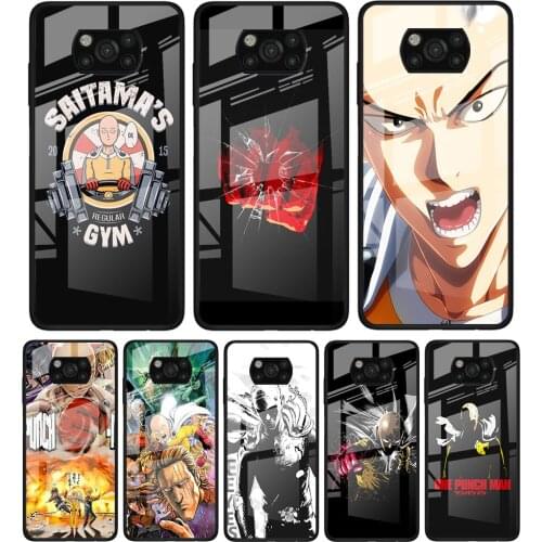 Comics One Punch Man for Xiaomi Poco X3 NFC F3 M2 F3 F2 X2 X3 Pro Redmi Note 8 9 10 Pro 8T 9T 9S Tempered Glass Phone Case Coque