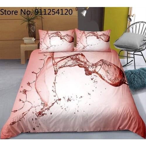 Wine Liquid 3D Printed Duvet Cover Bedding Set Adults Friends Gift Quilt Cover Valentines Day Bedding Sets 2/3 Piece for Home