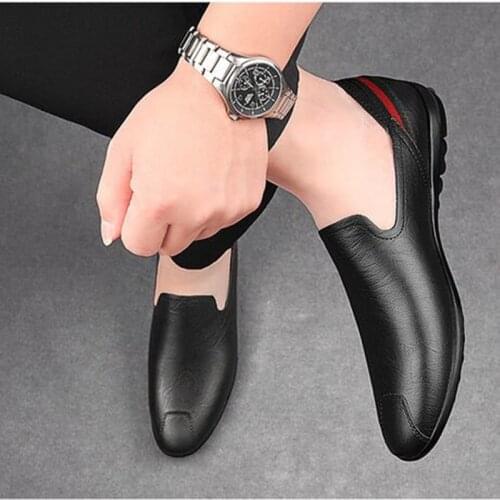 Mens soft driving shoes Genuine pu leather shoes for men sneakers Male Adult handmade Slip On Flat Boat Shoes Man footwearjm7