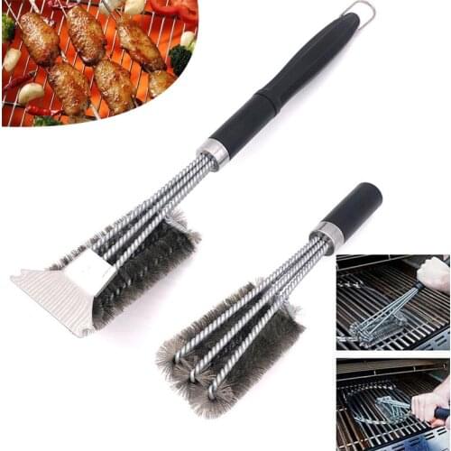 Barbecue Kit Cleaning Brush BBQ Brush Stainless Steel Kitchen Accessories 3 in 1 Cleaning Brushes Suit Cooking Small Tools