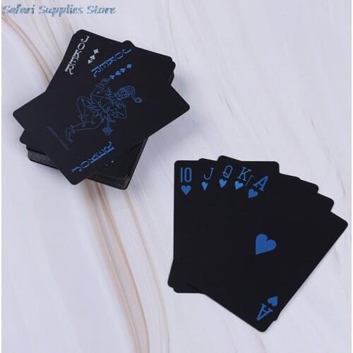 Waterproof PVC Plastic Playing Cards Set Trend 54pcs Deck Poker Classic Magic Tricks Tool Pure Black Magic Box-packed NEW