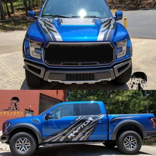Pickup Truck Sticker For Ford Raptor F150 2018-2019 Body Exterior Decoration Modified Sticker Pull Flower Stripe Film